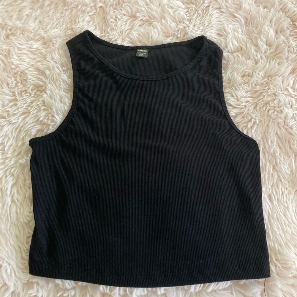 SHEIN Black Sleeveless Ribbed Tank Top - Picture 1 of 3